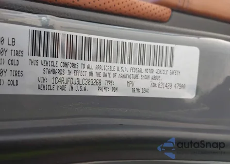 2020 Jeep Grand Cherokee Srt 4X4 from USA, damaged, VIN 1C4RJFDJ3LC303268